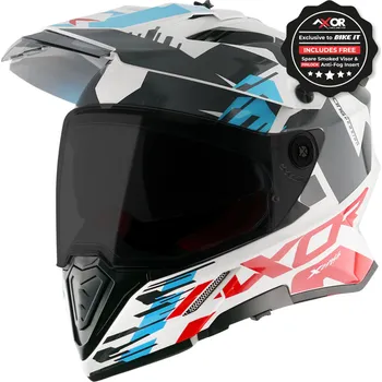 Helma na motorku Axor X-Cross Adventure přilba, bílá/ červená lesk - L AXR017