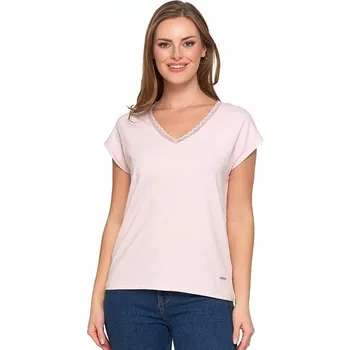 Dámské triko s krajkou světle růžové 3XL
