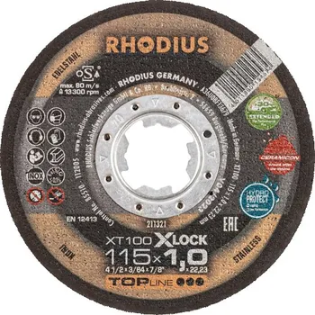 Řezný kotouč Rhodius 211321 | Řezný kotouč 115 x 1,0 x 22,23 mm, XT100 EXTENDED X-LOCK