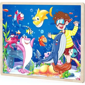 Dřevěná hračka Dřevěné puzzle vodní svět MHBH1181 - SLEVA 3% s kodem radost25
