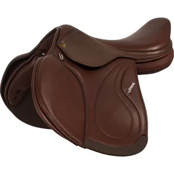 Jezdecké sedlo Skokové sedlo Supreme Los Angeles z dvojité kůže Hnědá 17"