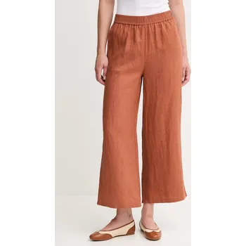 Dámské kalhoty Lněné kalhoty United Colors of Benetton dámské, hnědá barva, high waist, 4AGHDF09G 28X, vel. L