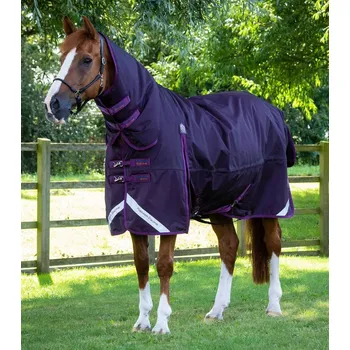 Deka pro koně Nepromokavá výběhová deka pro koně Premier Equine Buster Storm s krčním dílem 420g Modrá 6,9" (155cm)