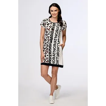 Volnější béžové dámské s krátkými rukávy 7113 velikost 3XL