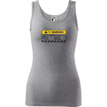 Dámské tričko Warning mluvení - Počítač - Dámské tílko - XS ( Tmavě šedý melír )