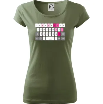 Dámské tričko Klávesnice miluju tě - Dámské triko Pure - 2XL ( Khaki )