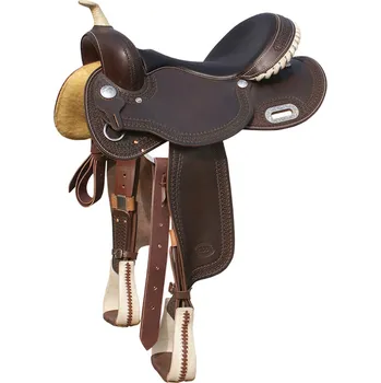 Jezdecké sedlo Westernové sedlo POOL'S Barrel Colored Rawhide 5020 koňak 16" SEMI QUARTER