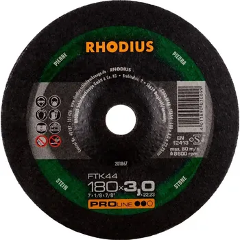 Řezný kotouč Rhodius 201867 | Řezný kotouč 180x3,0x22,23 mm, FTK44, vypouklý