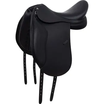 Jezdecké sedlo Drezurní sedlo Equestro s prodlouženými opěrkami Černá 17,5"