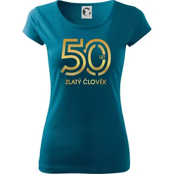 Dámské tričko 50 let zlatý člověk - Dámské triko Pure - XS ( Petrolejová )