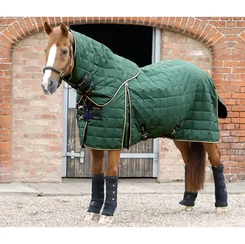Deka pro koně Stájová deka pro koně s krčním dílem Premier Equine Lucanta 200g Zelená 7,3" (175cm)