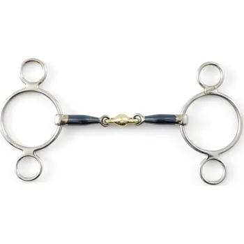 Udidlo pro koně Udidlo sněhulák 2x lomené s mosazným středem Premier Equine Blue Sweet Iron 4,5"