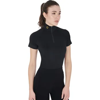 Jezdecké oblečení Dámské tričko Equestro Slim Fit černá/žlutá M