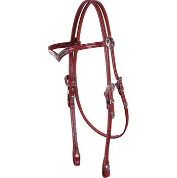 Věšák na sedlo a uzdečku Zdobená kožená uzdečka POOL'S Hnědá