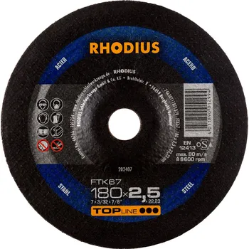 Řezný kotouč Rhodius 202407 | Řezný kotouč 180x2,5x22,23 mm, FTK67, vypouklý