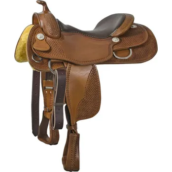 Jezdecké sedlo Westernové sedlo POOL'S Reiner Classic Basket Hnědá 16" FULL QUARTER