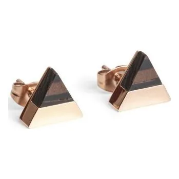 Náušnice Náušnice s dřevěným detailem Rose Earrings Triangle z chirurgické oceli s možností výměny či vrácení do 30 dnů - JWE10