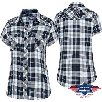 Jezdecké oblečení Dámská westernová košile PASADENA SHORT tm. červená XXXL