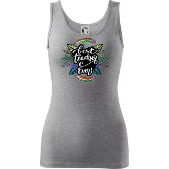 Dámské tričko Barevné tužky best teacher ever - Dámské tílko - XS ( Tmavě šedý melír )