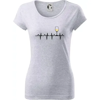 Dámské tričko Víno ekg - bílé víno - Dámské triko Pure - S ( Světlešedý Melír )