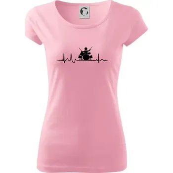 EKG bubeník - Dámské triko Pure - XS ( Růžová )