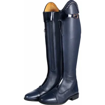 Jezdectví Kožené vysoké jezdecké boty HKM Trinity standart/široké 41 Černá