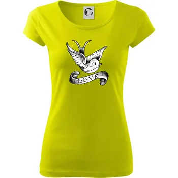 Love holubice - kreslená - Dámské triko Pure - XL ( Limetková )