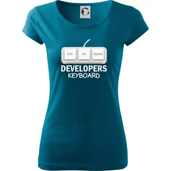 Dámské oblečení Developers keyboard - Dámské triko Pure - 3XL ( Petrolejová )