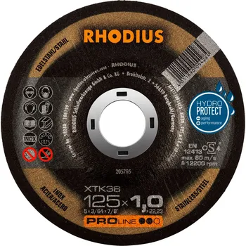 Řezný kotouč Rhodius 205705 | Řezný kotouč 125 x 1,0 x 22,23 mm, XTK38, vypouklý