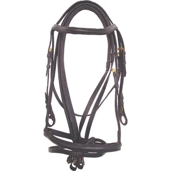 Jezdectví Uzdečka DERBY s gumovými otěžemi Hnědá PONY