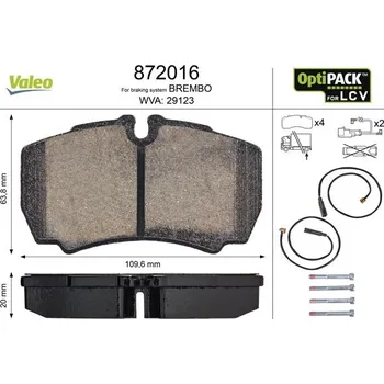Brzdová destička Sada brzdových destiček, kotoučová brzda VALEO 872016