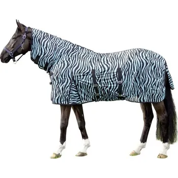 Jezdectví Síťová deka pro koně HKM s krčním dílem Zebra Aqua 155 cm