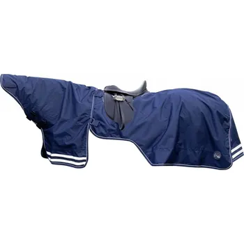 Jezdectví Nepromokavá reflexní jezdecká pláštěnka pro koně podložená fleecem a s odnímatelným krkem neonově žlutá 135