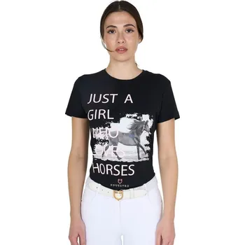 Jezdecké oblečení Dámské tričko Equestro Horse Lover bílá L