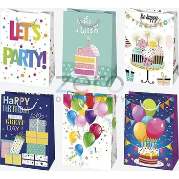 Dárková taška Taška papírová dárková 23x32x11 cm (lak) - narozeniny (mix)