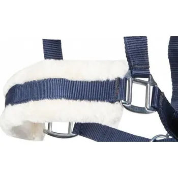 Jezdectví Ohlávka HKM se syntetickým beránkem Světle modrá COB