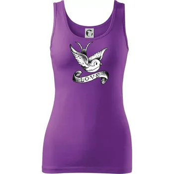 Dámské tričko Love holubice - kreslená - Dámské tílko - XS ( Fialová )