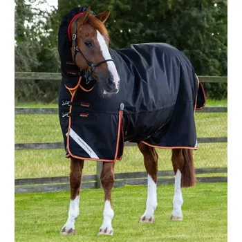 Deka pro koně Nepromokavá výběhová deka pro koně Premier Equine Titan s krčním dílem 450g Navy 6,3" (145cm)