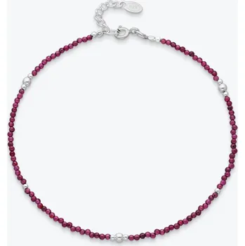 Řetízek Nákotník z granátu se stříbrnými korálky - Ag925