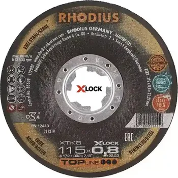Řezný kotouč Rhodius 211319 | Řezný kotouč 115 x 0,8 x 22,23 mm, XTK8 EXACT X-LOCK, vypouklý