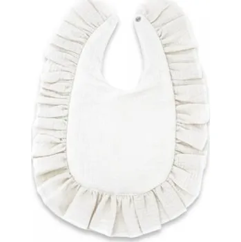 Bryndák Nepromokavý mušelínový bryndáček s volánkem Nature - smetanový