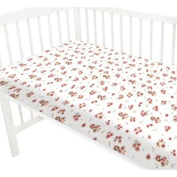 Prostěradlo Prostěradlo do postýlky 120x60cm, bavlna, Kačenky - bílá, pudrově růžová
