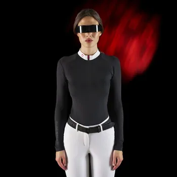 Dámská polokošile Equestro Ridertechnology se zipem Šedá M