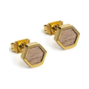 Náušnice Náušnice s dřevěným detailem Apis Earrings Hexagon z chirurgické oceli s možností výměny či vrácení do 30 dnů - JWE18
