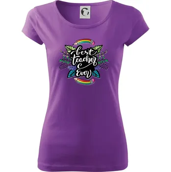 Dámské tričko Barevné tužky best teacher ever - Dámské triko Pure - XS ( Fialová )