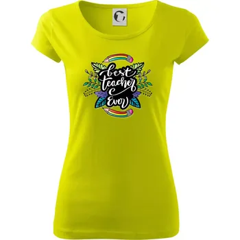 Barevné tužky best teacher ever - Dámské triko Pure - XL ( Limetková )