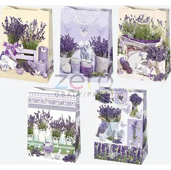 Dárková taška Taška papírová dárková 29x40x12 cm (lak) - levandule (mix)