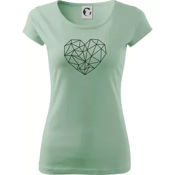 Dámské tričko Srdce geometrie - Dámské triko Pure - 3XL ( Sage )
