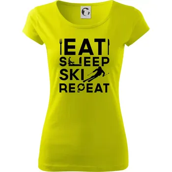 Dámské tričko Eat sleep ski repeat - Dámské triko Pure - L ( Limetková )