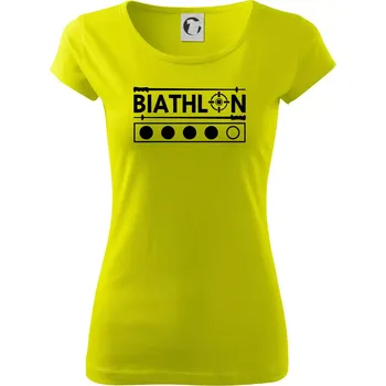 Dámské tričko Biathlon terč a hůlky - Dámské triko Pure - XS ( Limetková )